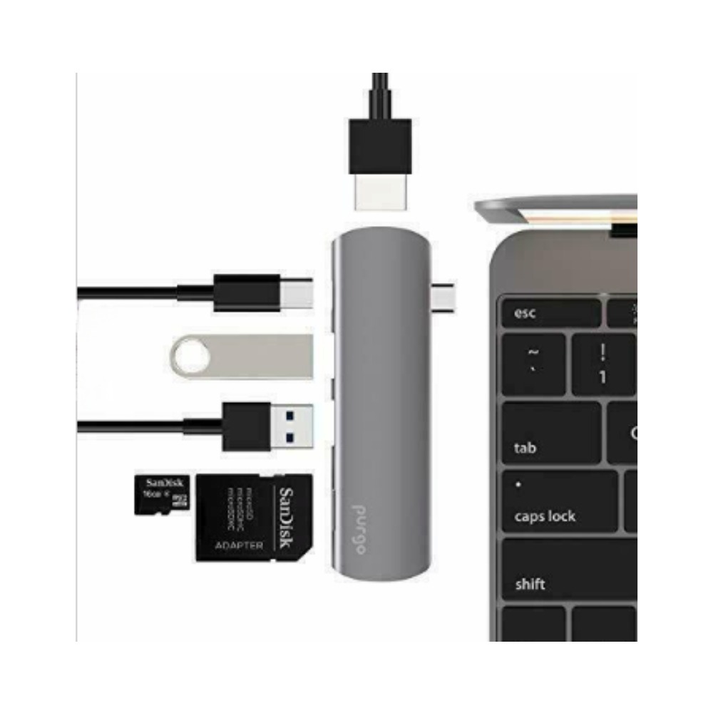 Purgo USB C Hub for MacBook Adapter 7 Ports USB 3.0 HDMI SD Micro SC - NEW